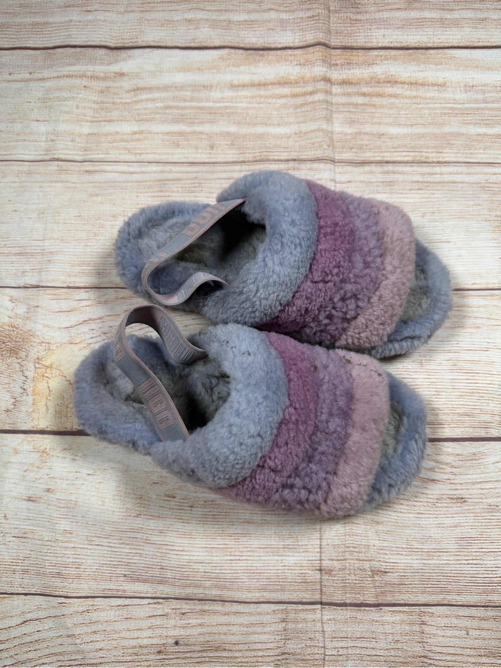 UGG Fluff Yeah Slides in the Cornflower Multi colorway